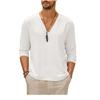 Summer British Men's Solid Color Collage Pullover Long Sleeved Youth Trendy Collar Casual V-neck Men's T-shirt