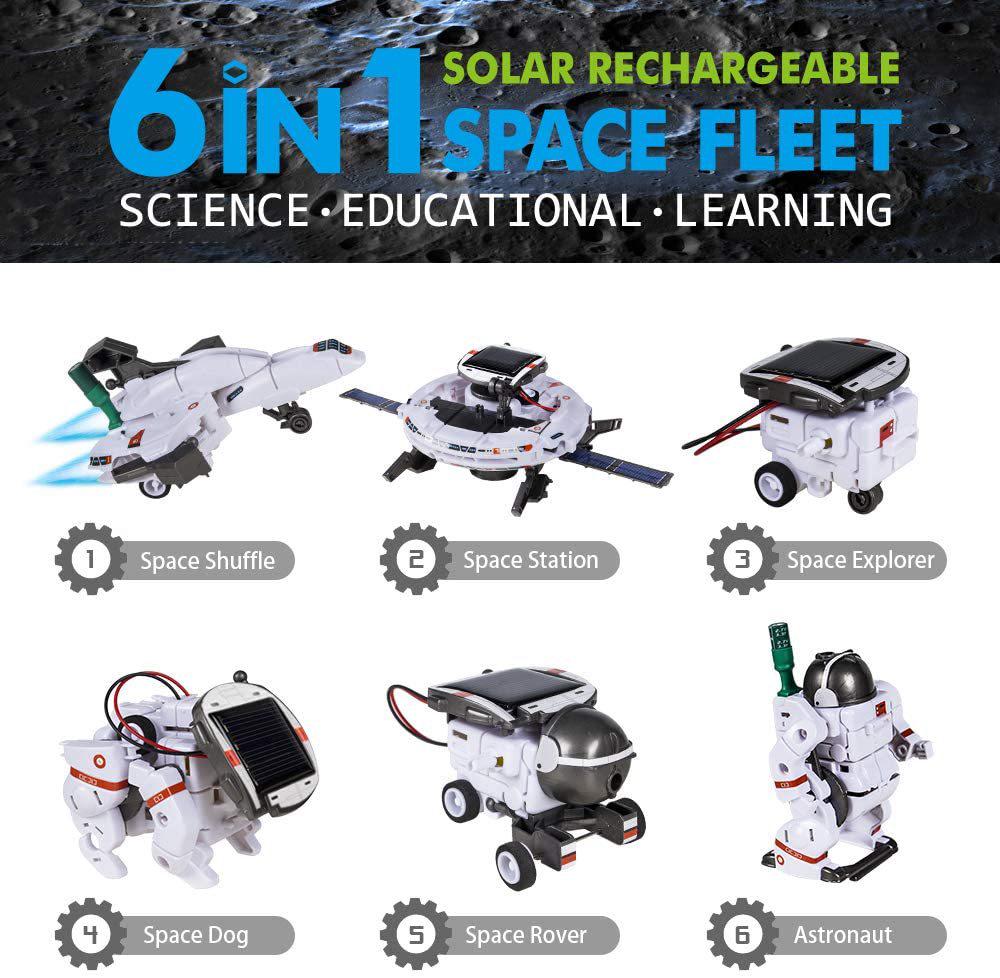 6-in-1 DIY Solar-Powered Space Building Blocks: Self-Assembled Car & Intelligent Robot Toy