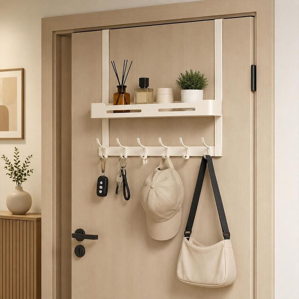 No Drill Over The Door Hook Rack Aluminum Door Organizer Hanging Hook Rack Bedroom Organization