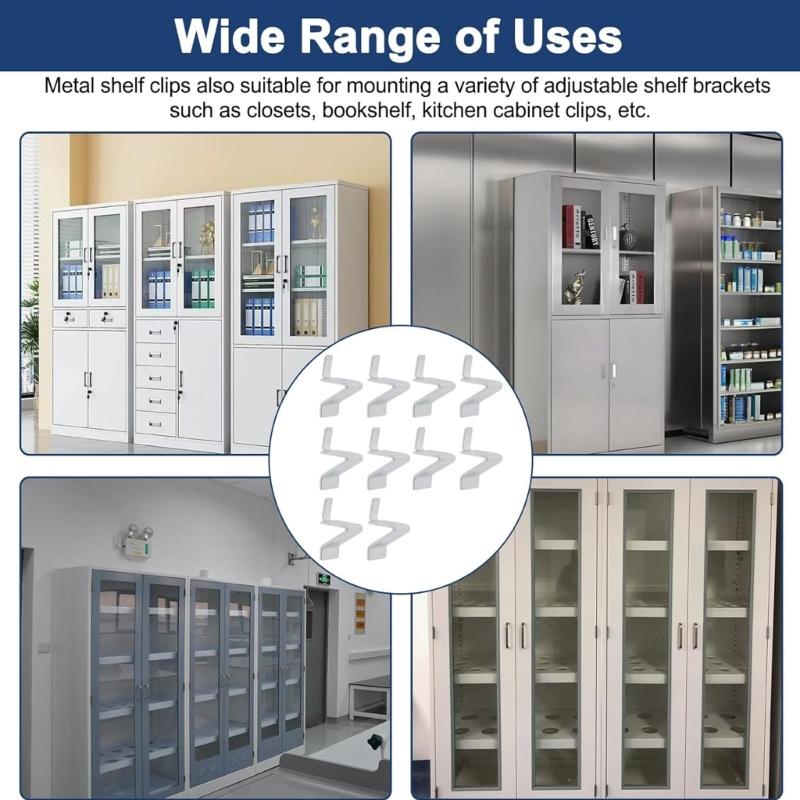 Heavy Duty Shelf Clip Set of 10 Steel Corrosion Resistant for Fixing Wobbly Shelves In Adjustable Racking Systems