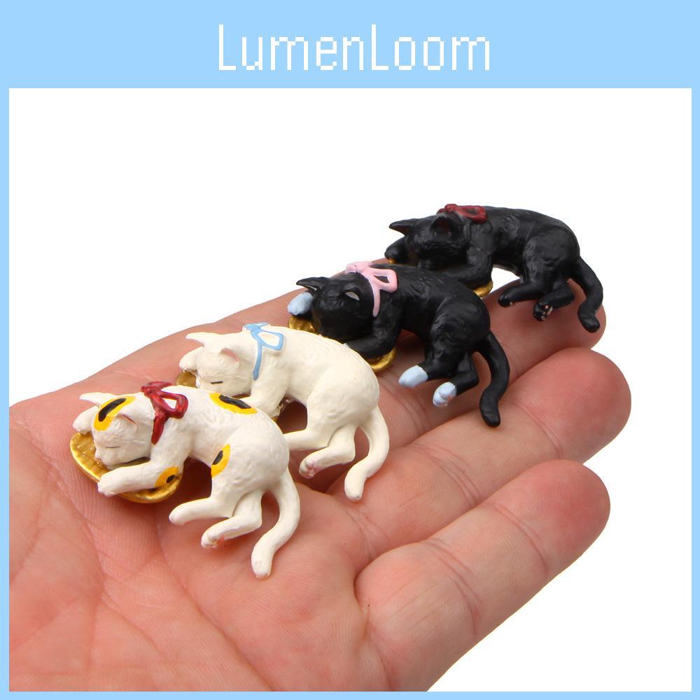 Figurine Cat Sleeping With Resin Material For Micro Garden Decor And Use Gift