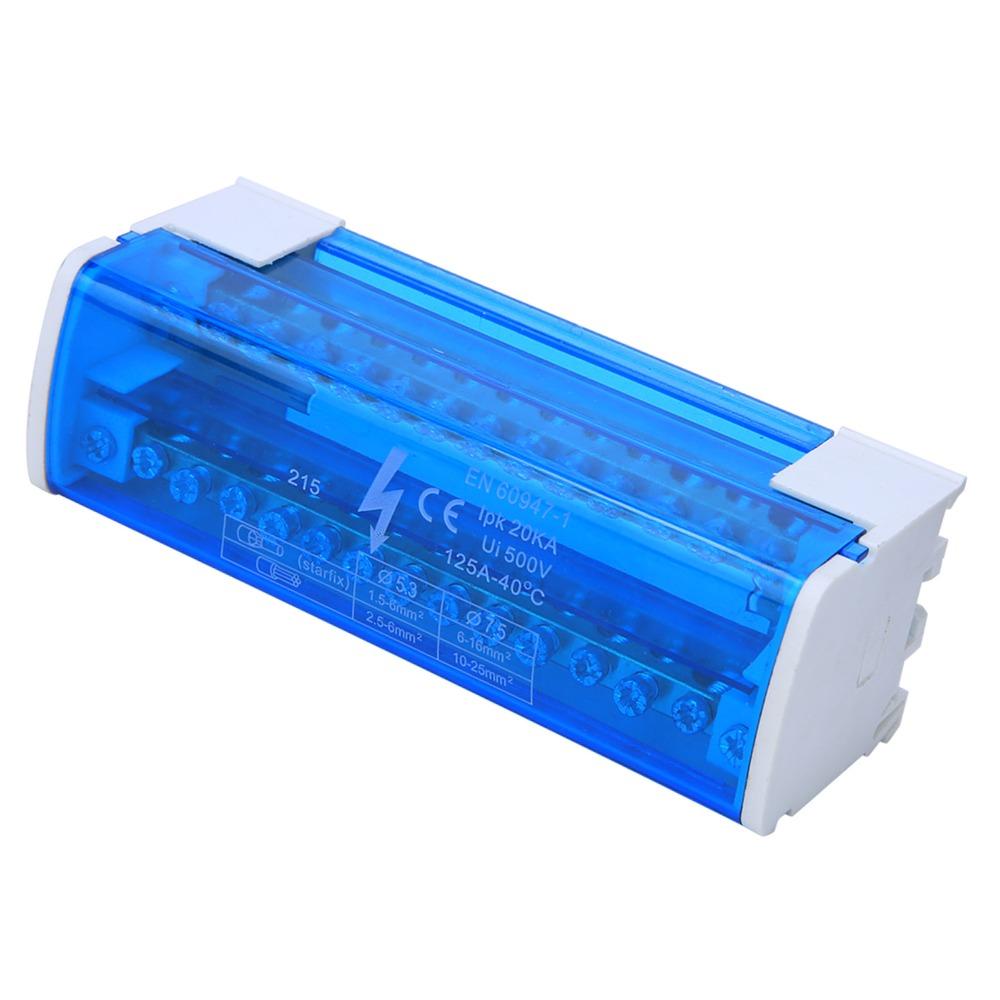 215 Terminalowa Skrzynka Rozdzielcza 2-poziomowa 125A/500V Blok Zaciskowy Skrzynka Przyłączeniowa Niebieska 2 wejścia 28 wyjść Skrzynka Rozdzielcza Dystrybucja Mocy