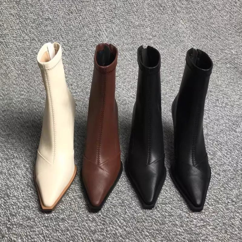 Sexy Damen Stiefeletten mit spitzer Zehenpartie, neuer Trend, High Heels, Schuhe, Pumps, Chelsea, kurz, Botas, Winter, Frau, Goth, mit Absatz