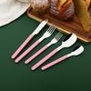 20 PCS Stainless Steel Flatware Set Service for 4, Retro Style  Tableware Forks Spoons Knives Eating Utensils, Acrylic Handle with Rivets Design