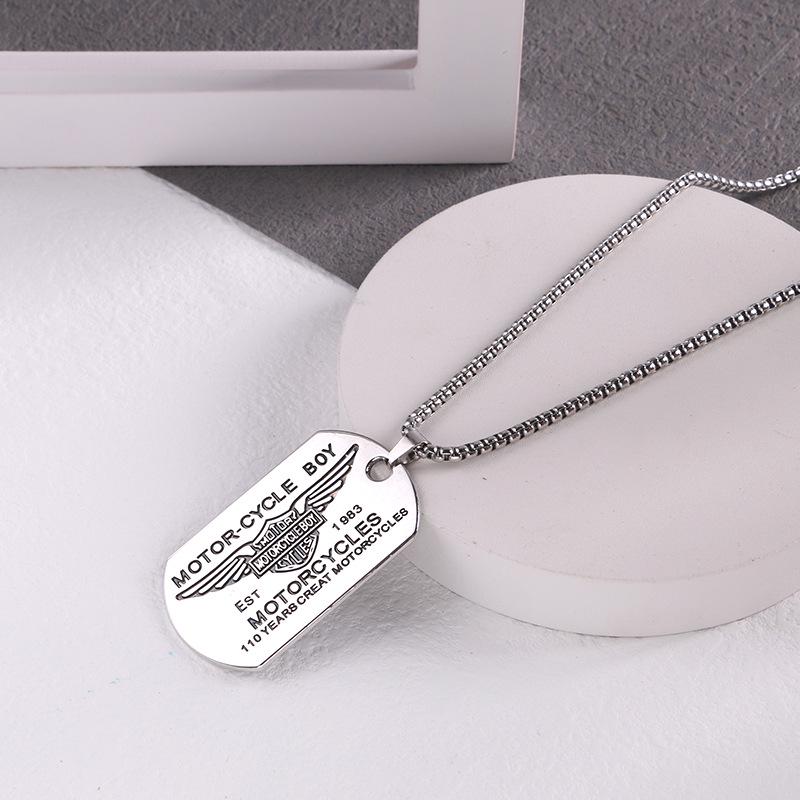 European & American Influencer Trendy Men's Pendant Necklace: Stainless Steel Titanium Dog Tag, Hip-Hop Street Cool Style.