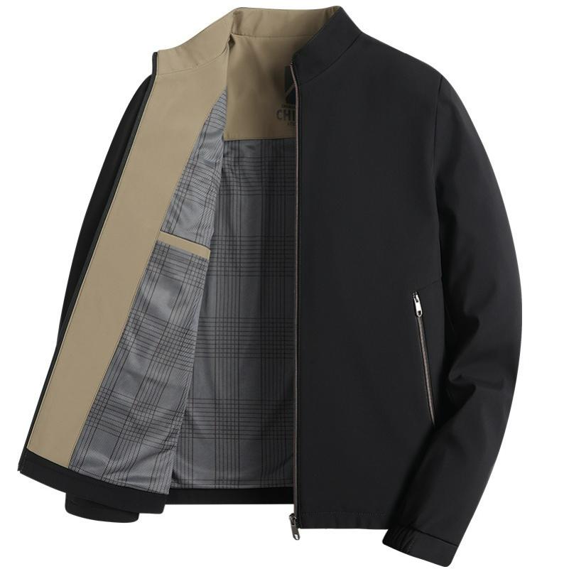 Stand-up Collar Jacket Men's Spring and Autumn Models Stand-up Collar Solid Color Business Casual Loose Dad Jacket Jacket Men