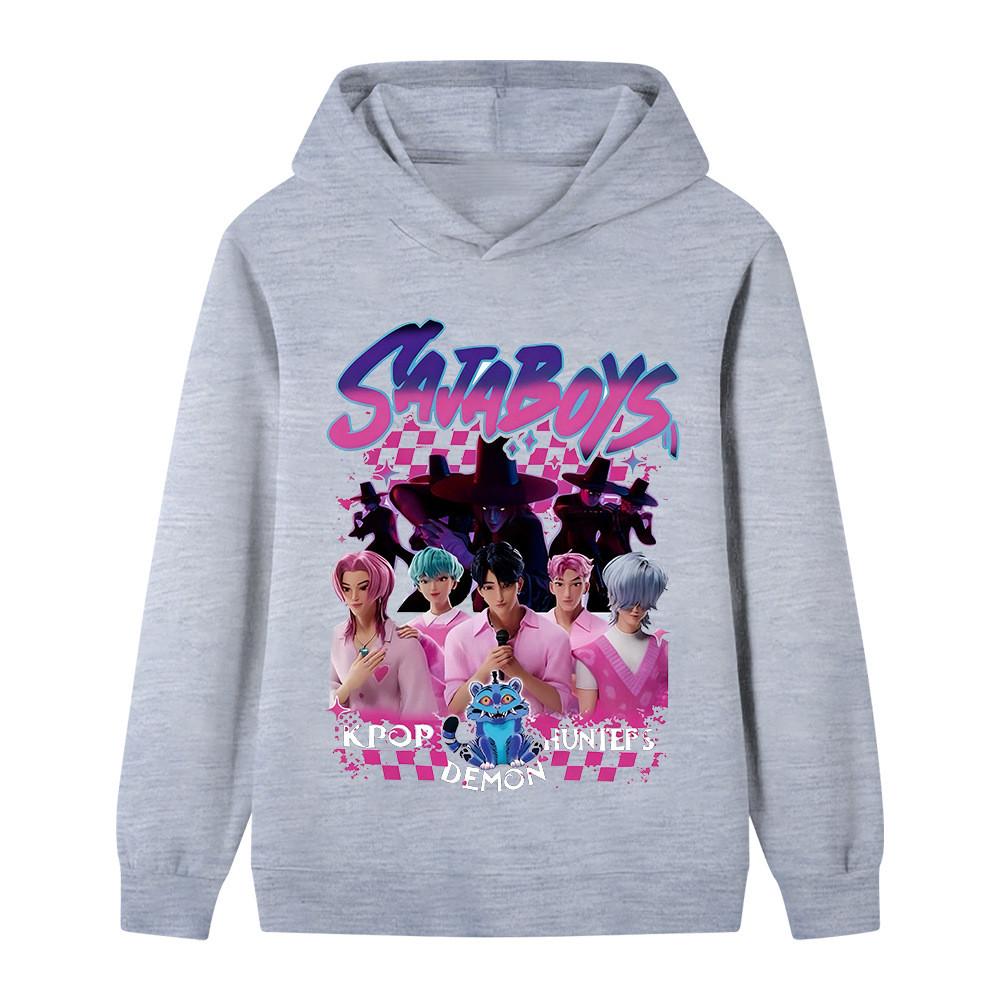 B1229 Kids Boys Girls Sajaboys Kpop Rumi Zoey Mira Print Long Sleeves Hoodie