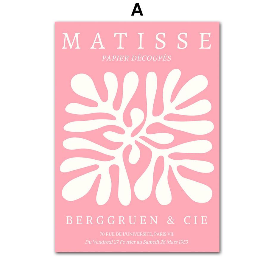 Matisse Woman Leaf Flower Drink Angel Number Pink Posters Canvas Painting Gallery Wall Art Prints Pictures for Living Room Decor