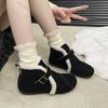 Fashion Winter New Belt Buckle Women Cotton Shoes Casual Flat Bottom Comfortable Botines Padded Outer Velvet Short Snow Boots Females