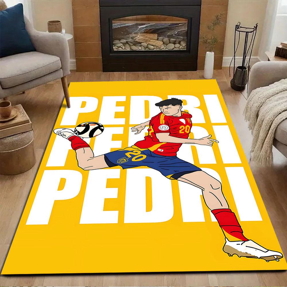 Soccer Star Kick Action Patterned carpet, non slip mat suitable for living room and bedroom sofas