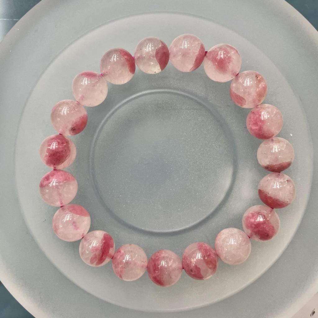 Cherry Blossom Rain Rose Pyroxene Bracelet Ice Species Floating Flower Natural Crystal Bracelet Women'S Round Bead Beaded Jewelry