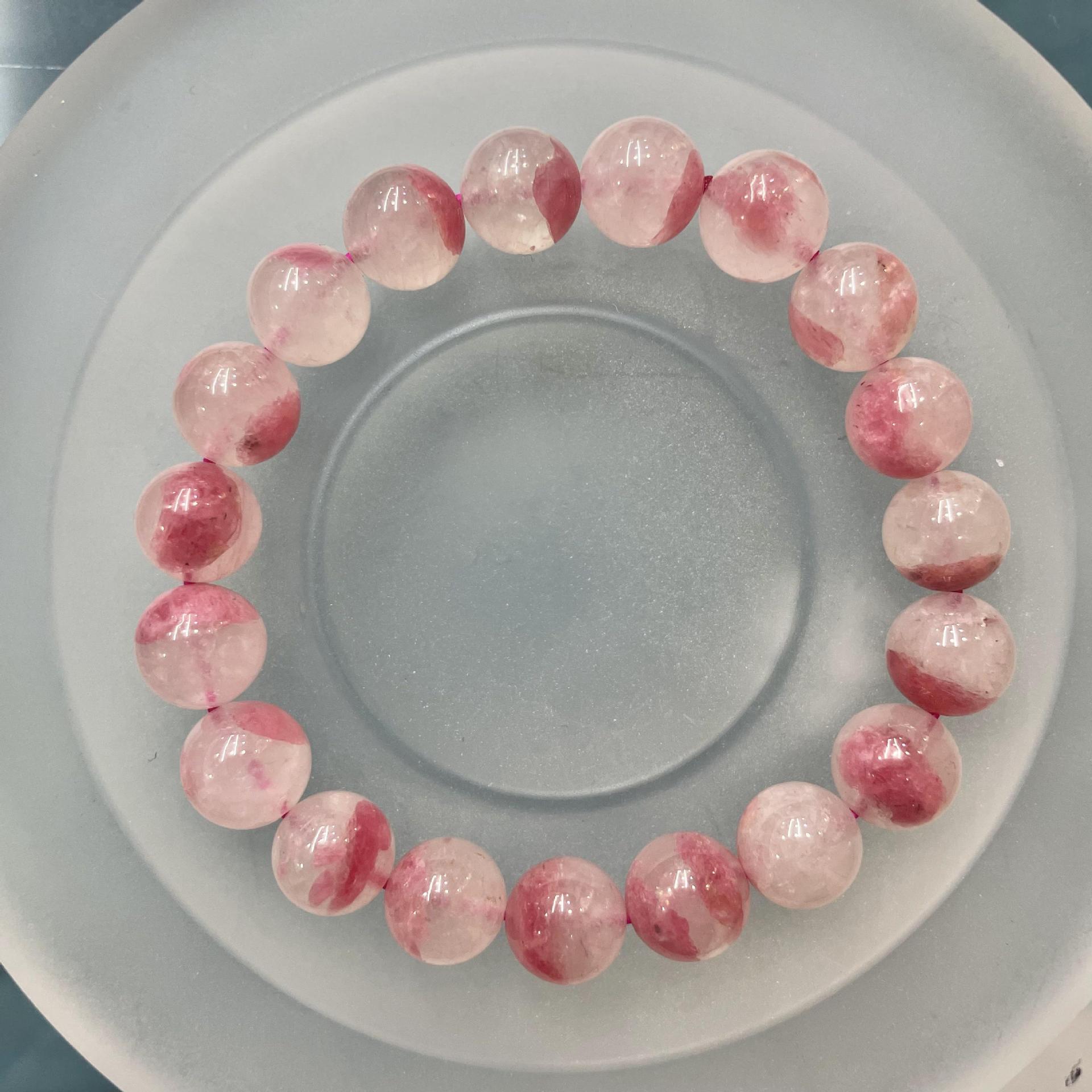 

Cherry Blossom Rain Rose Pyroxene Bracelet Ice Species Floating Flower Natural Crystal Bracelet Women S Round Bead Beaded Jewelry 7mm (about 25 pieces)