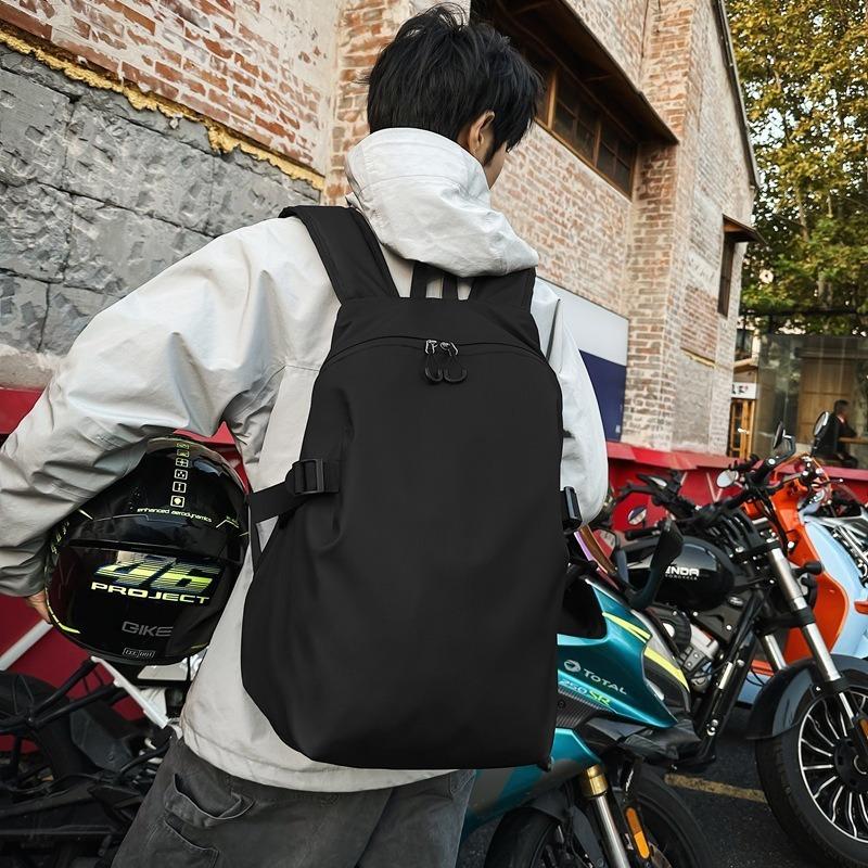 Backpack Men's Large Capacity Fashion Trend Casual Backpack Student School Bag Men's Trend Brand Solid Color Helmet Backpack Men