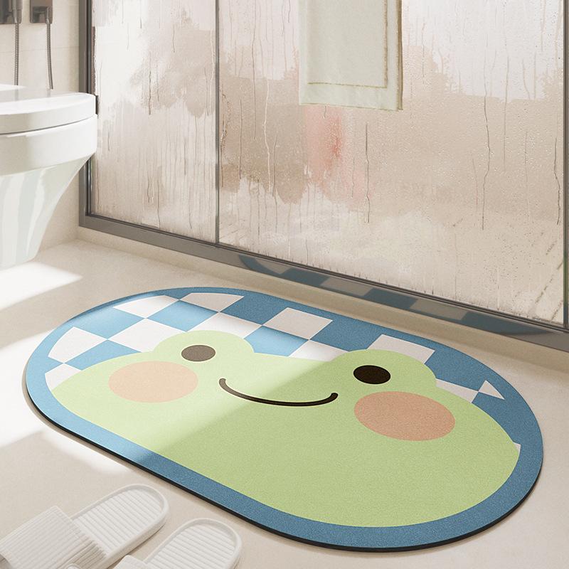 Cartoon Cute Bathroom Non-Slip Absorbent Floor Mat Easy To Clean Carpet Household Toilet Bathroom Quick-Drying Floor Mat 45*70cm TPR