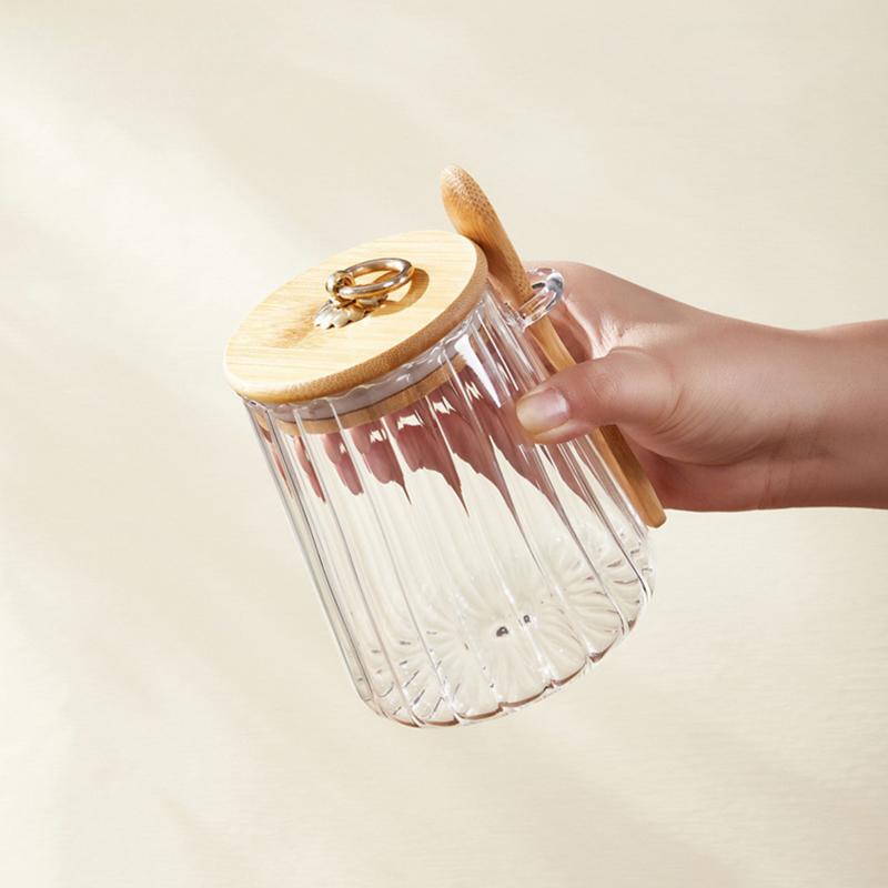 Contenants Alimentaires Hermétiques Pots de Stockage Pot en Verre avec Couvercle et Cuillère Boîte Scellée Boîtes à Sucre Thé Pots à Café Hermétiques Cuisine