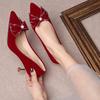 Fuchsia Wedding Shoes Women's New Chinese Xiuhe Wedding Dress Bridal Wedding Shoes Bridesmaid Shoes Are Not Tired of High Heels