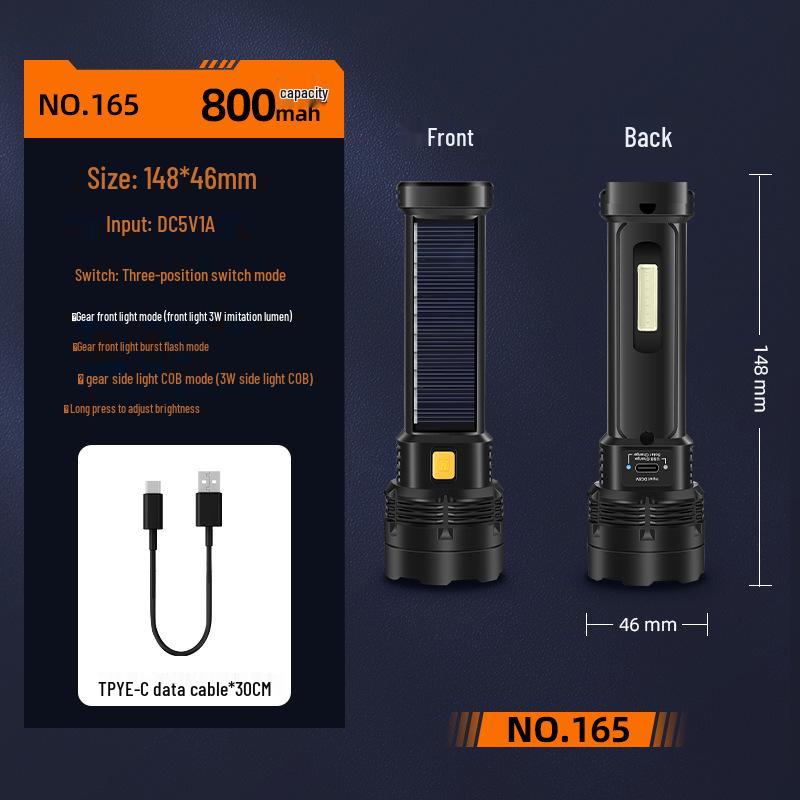 Ultra-Bright Outdoor Solar Flashlight: Long Battery Life, Rechargeable, Portable Handheld, 100,000 Lumens Spotlight