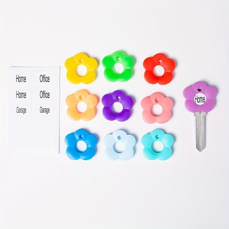 10 Stück Blumenform Silikon Schlüsselkappen Bunte Gummi Schlüsselabdeckungen zur Schlüsselidentifizierung Niedliche Schlüsselidentifikationsabdeckungen für Schlüssel zu Hause und im Büro