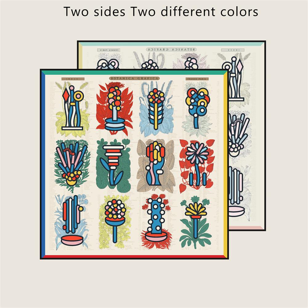 New Silk Scarves Wraps Plant Catalog Printed Twill Silk Scarf Women Shawls Luxury Design Hijab Fashion Square Curled Scarf