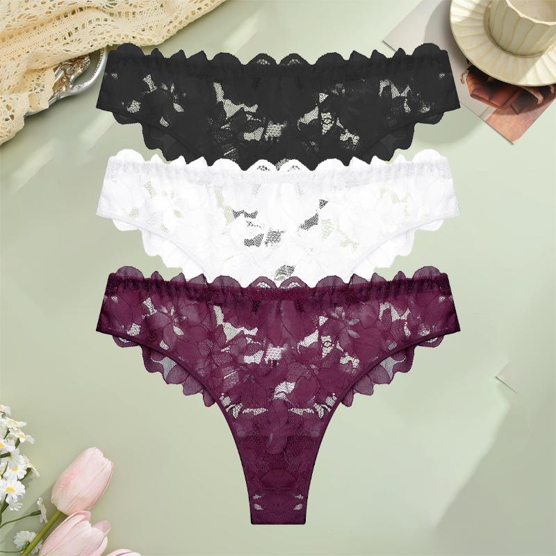 

FINETOO 3 шт. Кружевные цветочные стринги с вырезами, однотонное нижнее белье, женские сексуальные с низкой посадкой, удобные стринги, горячие девушки, эротическое нижнее белье M&3pcs