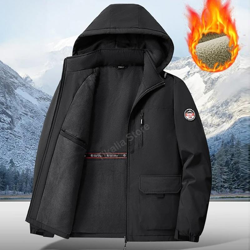 Men's Winter Parka Jacket with Faux Fur Lined Thicken Keep Warm Waterproof Outerwear Multi-pockets Coats Plus Size M-8XL Jacket
