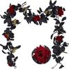 Realistic Halloween Rose Leaf Vines Plastic Reusable Artificial Rose Vines Scene Layout Real Touch Halloween Home Ornaments