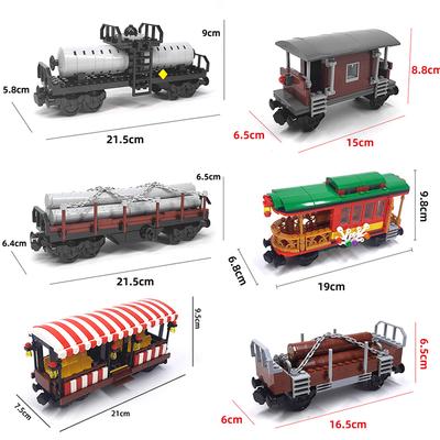 Creative Technica Ideas City Christmas Retro Sightseeing Carriage Tank Car Train Moc Railway Express Bricks Building Blocks Toys