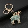 Golden Bighorn Sheep Rhinestone Inlaid Keychain Sturdy Clasp Lightweight Key Ring for Car Key Purse Bag Ornament