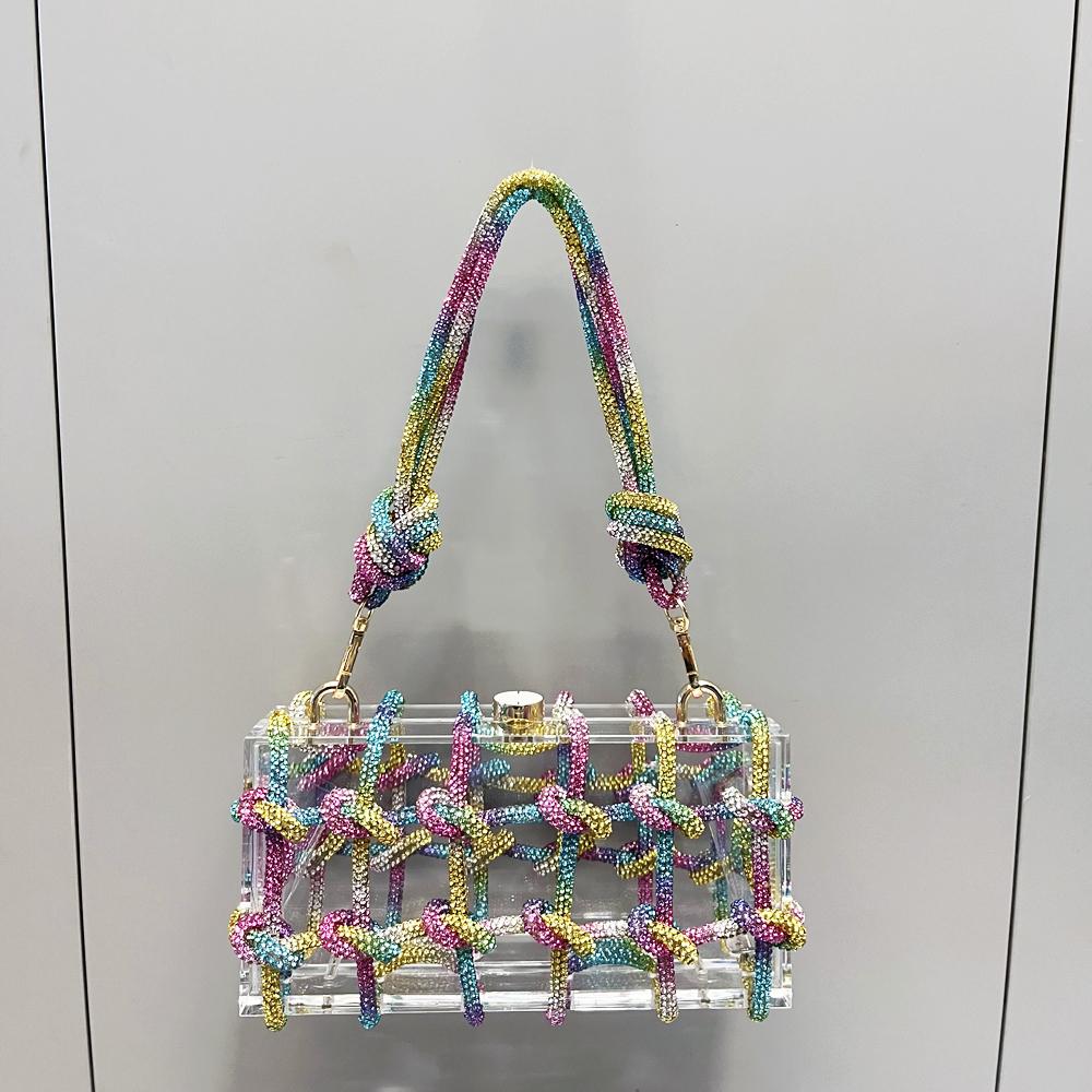 Damen mit silbernen Kristallen, handgefertigte Taschen, Luxus-Designer-Taschen, Bankett-Tasche