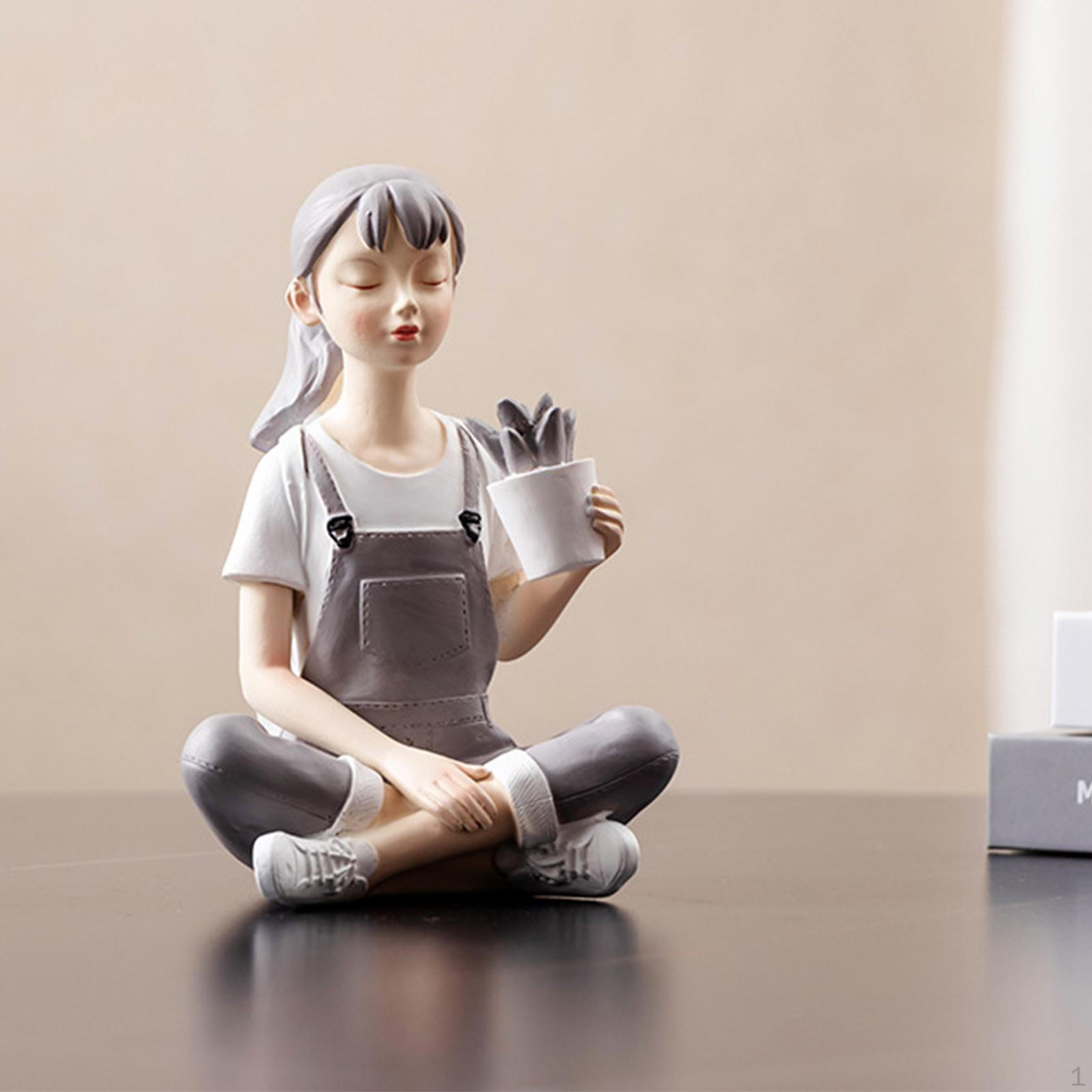 Декоративная статуэтка девушки, скульптура-украшение в виде девы из смолы, современная, креативная поделка для стола. 11x9x15cm