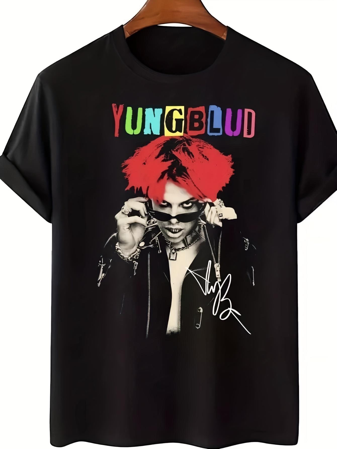 

Yungblud Mens Graphic TShirt Creative HipHop Street Style Red Hair and Face Painting Design Pure Cotton Streetwear Top S