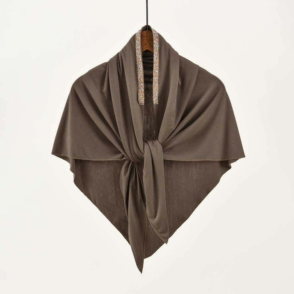 Diamond Modal Jersey Hijab Triangle Scarf Woman Muslim Hijab Shawls Ladies Soft Wraps Solid Color Islamic Headband Turban