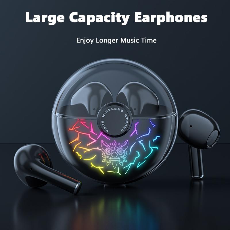 ONIKUMA Bezdrátová herní sluchátka 60MS HiFi Stereo Subwoofer s nízkou latencí Hudba Sluchátka do uší RGB osvětlení Sluchátka kompatibilní s Android IOS