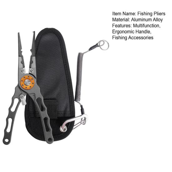 Aluminum Alloy Fishing Pliers Ergonomic Handle Portable Multifunction Ring Opener PE Line Cutter Hooks