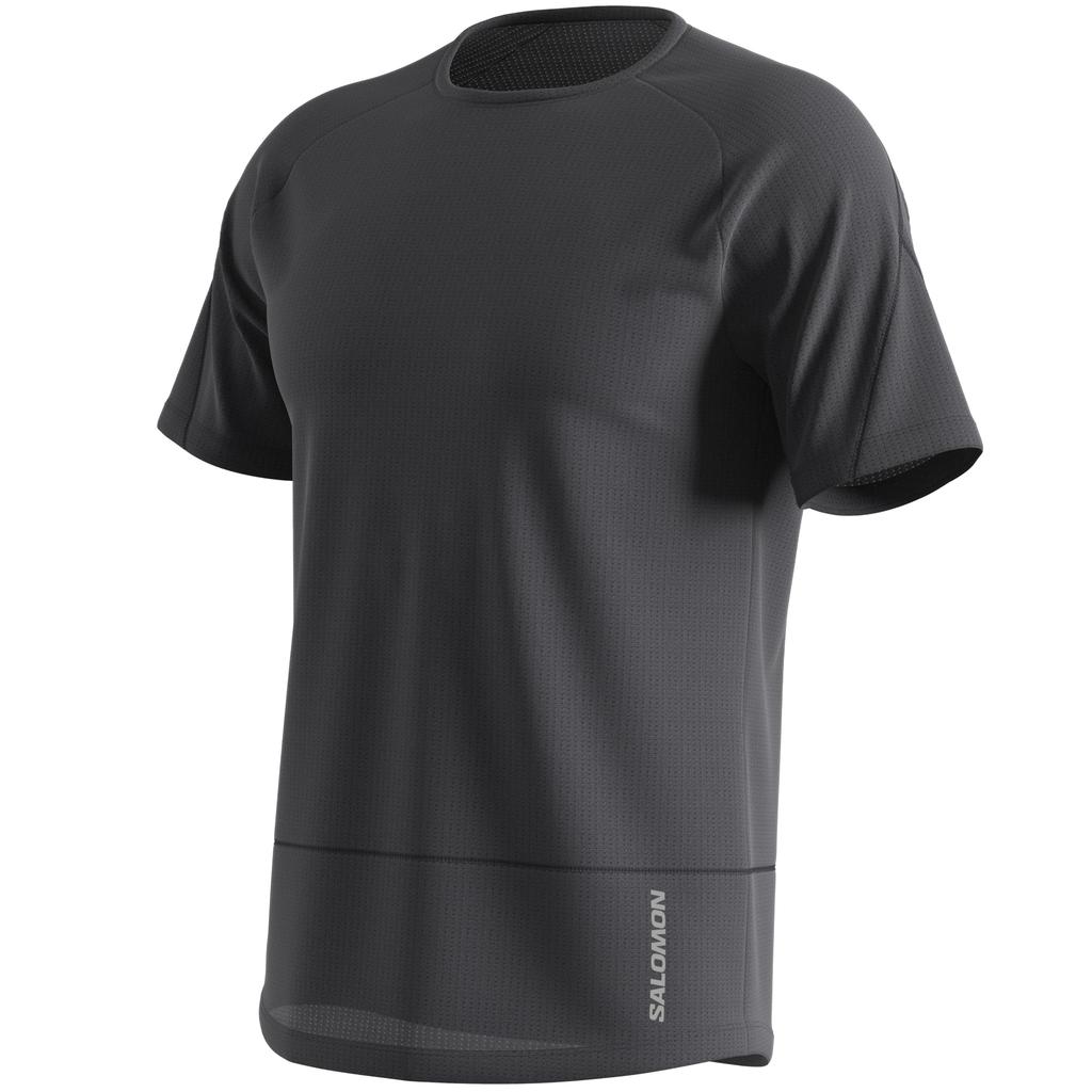 Salomon Men's CROSS RUN SHORTSLEEVE TEE, Deep Black, Size S, Outdoor T-Shirt