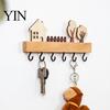 Heavy Duty Key Hanger Wooden Holder, Solid Wood Organizer with 6 Hooks, Modern Kitchen Tool Wall Mounted for Entryway And Office Storage
