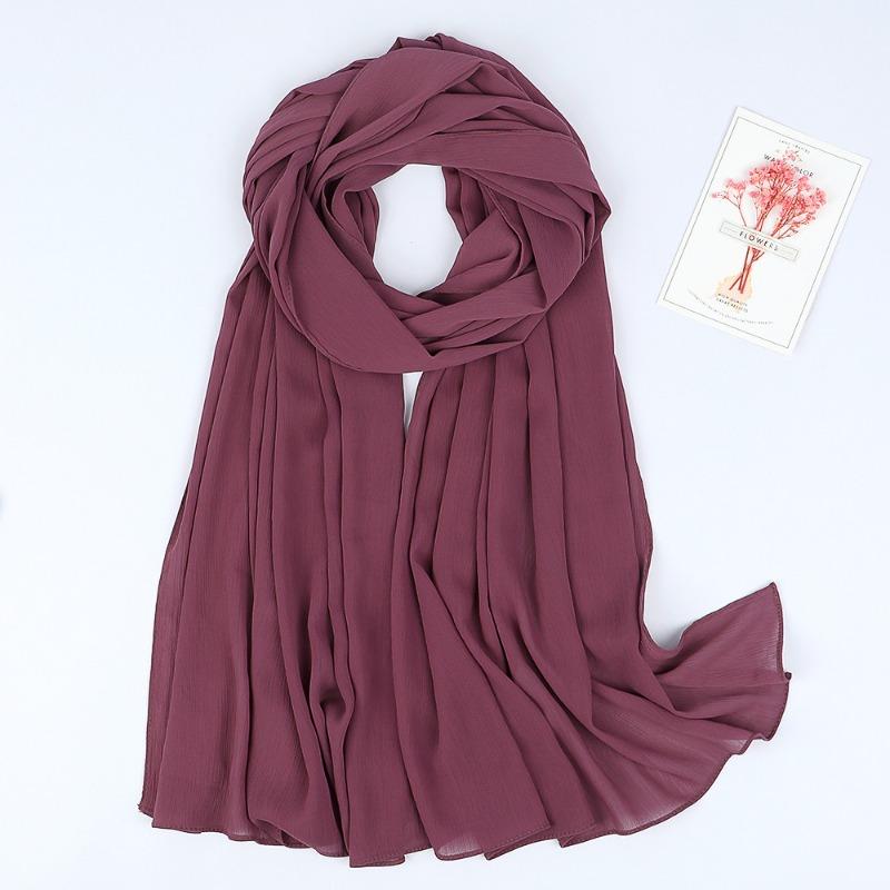 Monochrome natural wrinkled chiffon headscarf breathable pleated bag headscarf YW breathable sunscreen