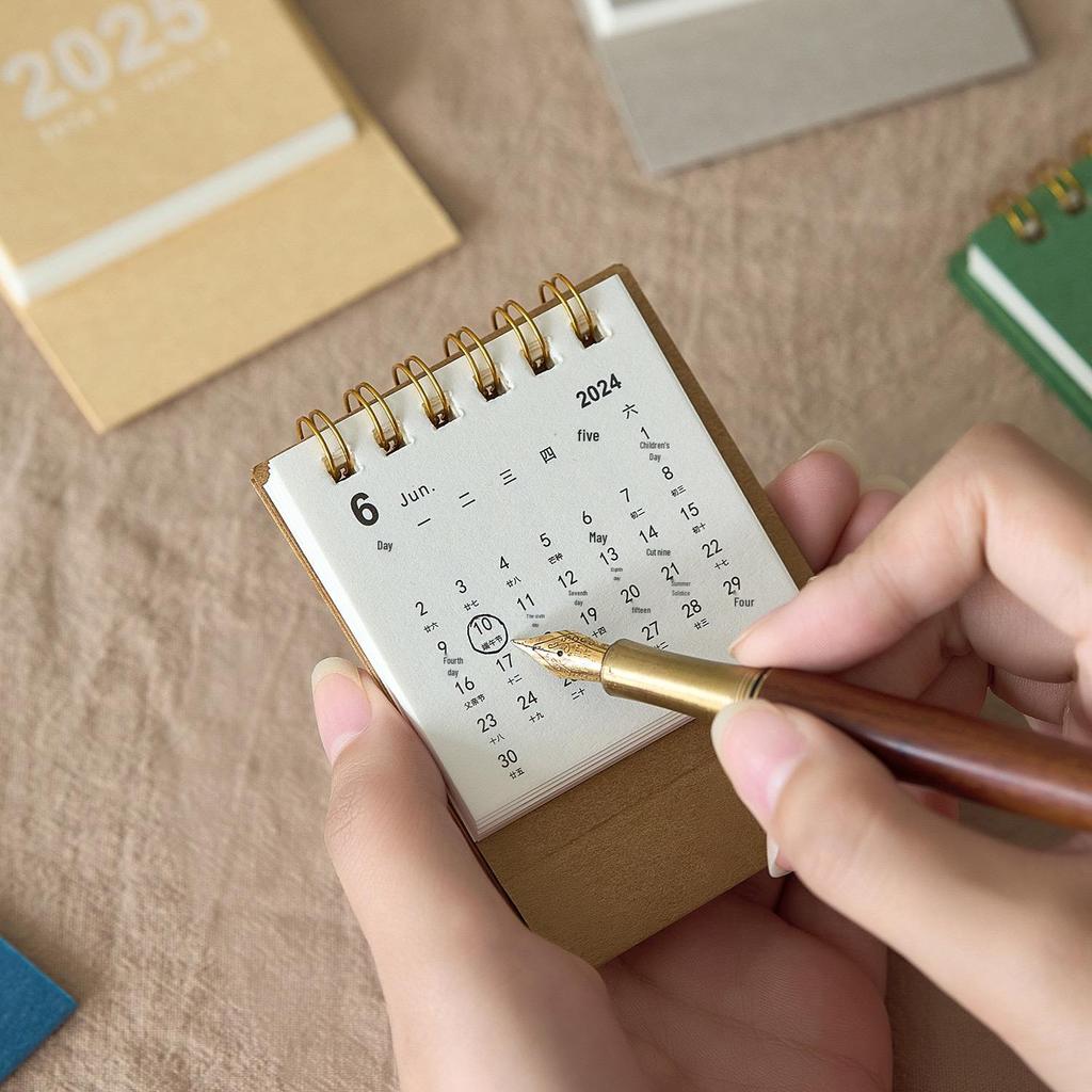 2025 Early Morning Mini Desk Calendar - Creative Coil Design, Desktop Ornament & Planner, 8 Unique Styles