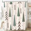 Vintage Christmas Trees Shower Curtain Set Green Forest Decor With Pine Cones For Bathroom Decor In White Waterproof Fabric (Siz
