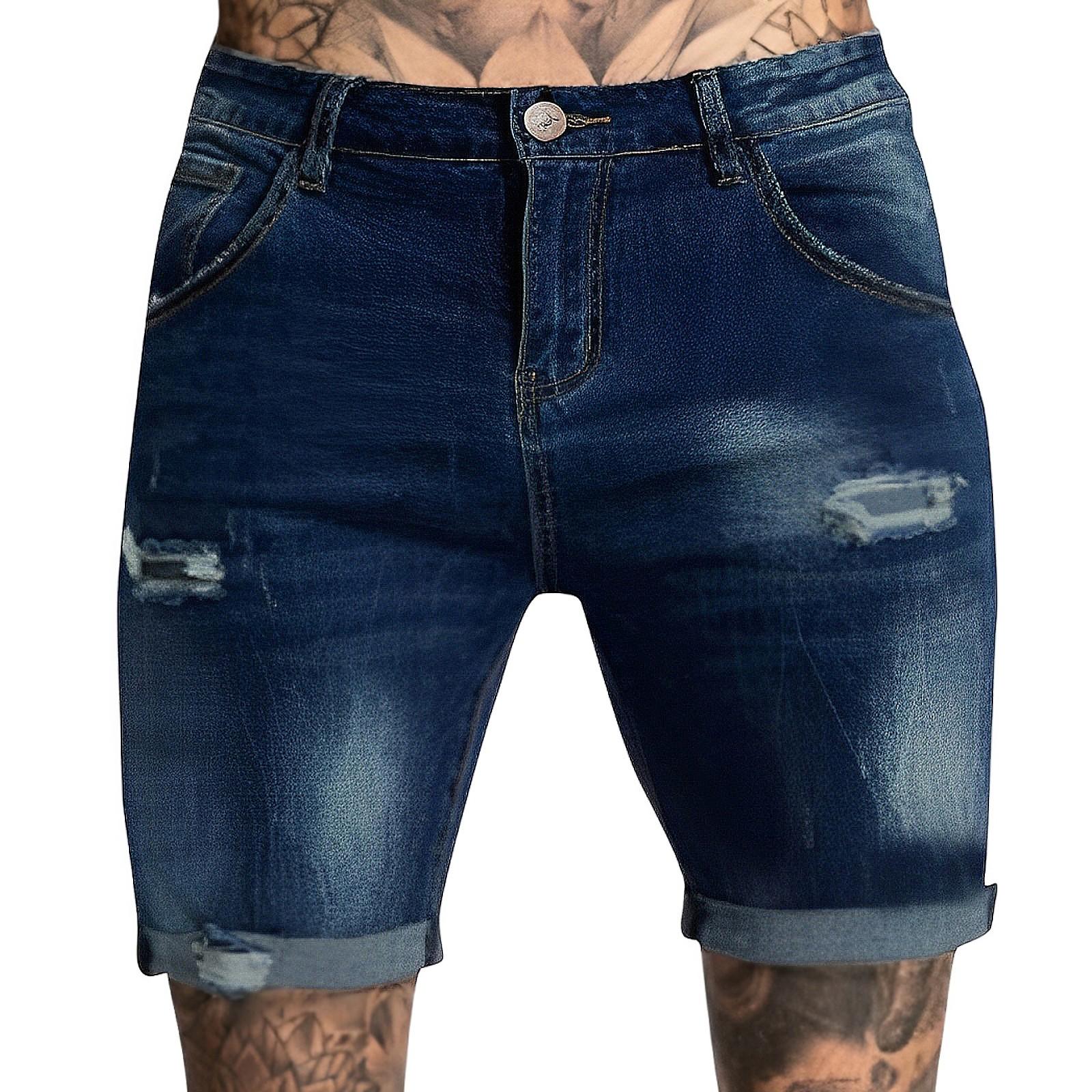 

Мужской летний повседневный эластичный рваный диалог S