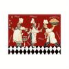 Retro Italian Chef Mattress Red Bottom Black and White Grid Waterproof Table Mat Restaurant Theme Insulated Mattress