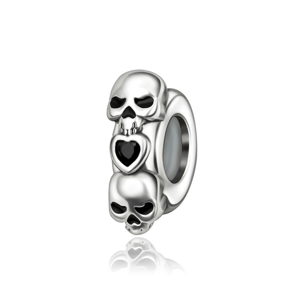 S925 Silver Halloween Fashion Jewelry Pumpkin Skull Pendant Necklace Holiday Themed Accessory