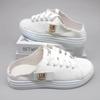 Women  New Korean Style Canvas Skate Shoes, Summer Thin Upper Versatile White Flat Shoes, Flat Thick Sole Trendy Casual Sneakers for Female Students