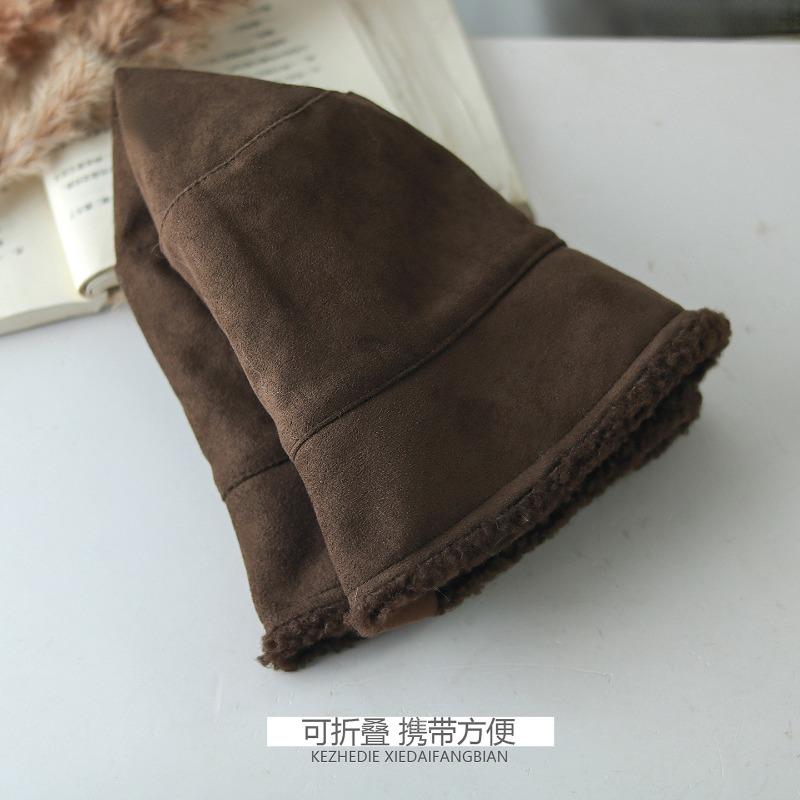 Women S Vintage Suede Fleece Lined Fisherman Hat