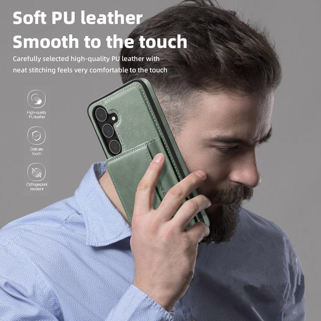 For Samsung Galaxy S25 Case Compatible with MagSafe Leather Back Phone Cover with Detachable Card Bag