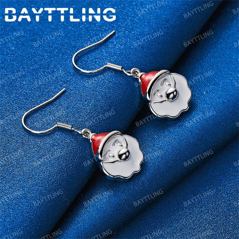 Luxurious 925 Sterling Silver Exquisite Santa Claus Earrings for Women Stylish Christmas Gift Jewelry Accessories