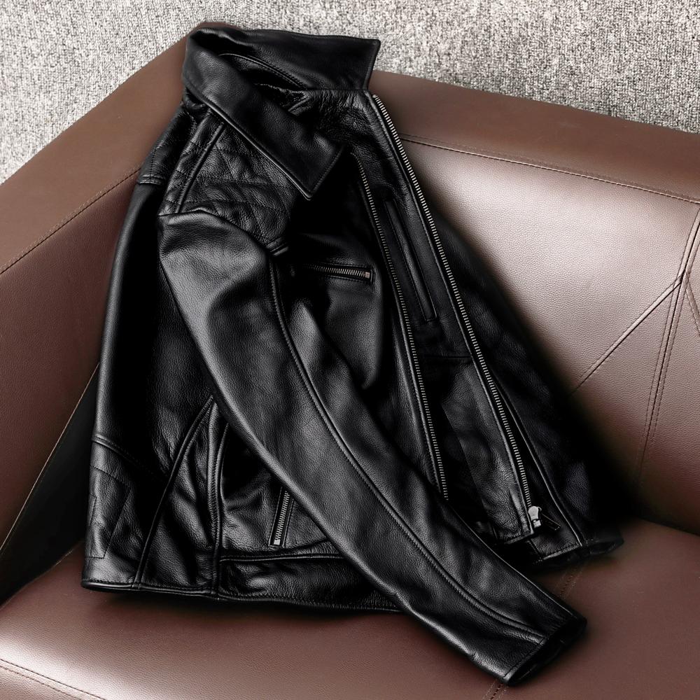 Men Genuine Leather Motorcycle Jacket with Built In Armor Pockets Trendy Biker Outfit