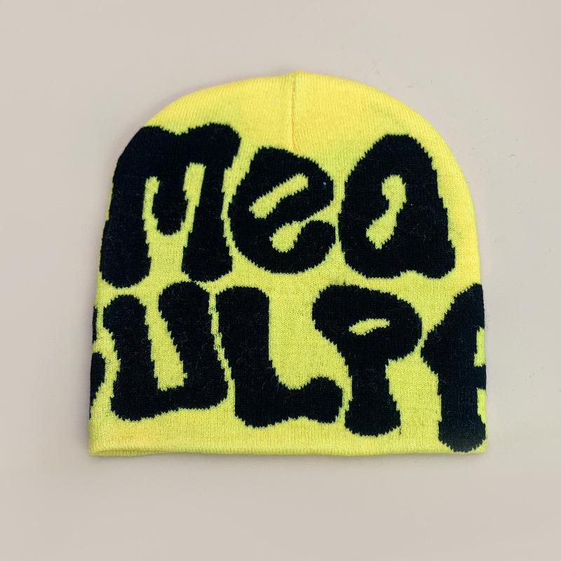 New European and American popular alphabet flame spider skull knitted hat men and women autumn and winter personality hip hop warm