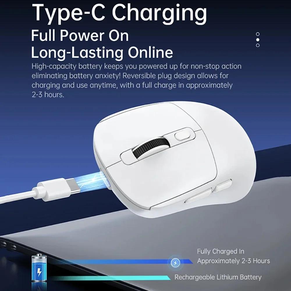 Tri-mode Wired/2.4GHz/BT Wireless Gaming Mouse 8000DPI 6 Mute Buttons Rechargeable Mouse Ergonomic Lightweight Design Mice