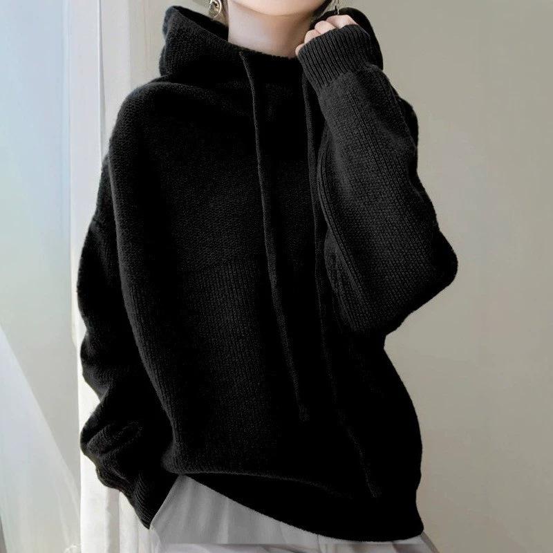 Pile neck sweater women's 2026 winter new solid color loose thick knitted sweater top trendy bottoming shirt women's autumn and winter